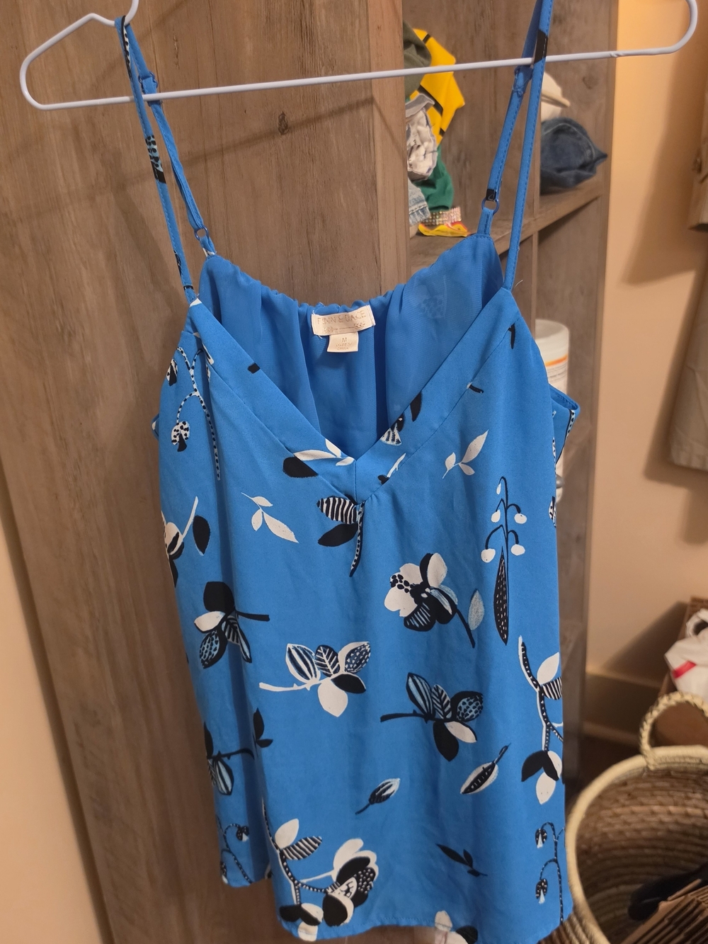 Bright Blue Floral V-Neck Cami with Adjustable Straps